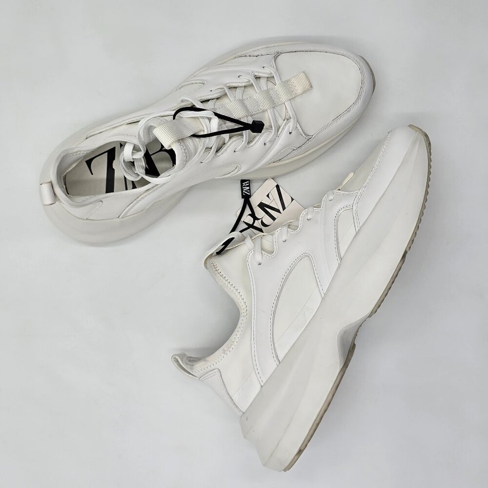 Zara Leather Sneakers - Running Shoes - NWT - Picture 14 of 16